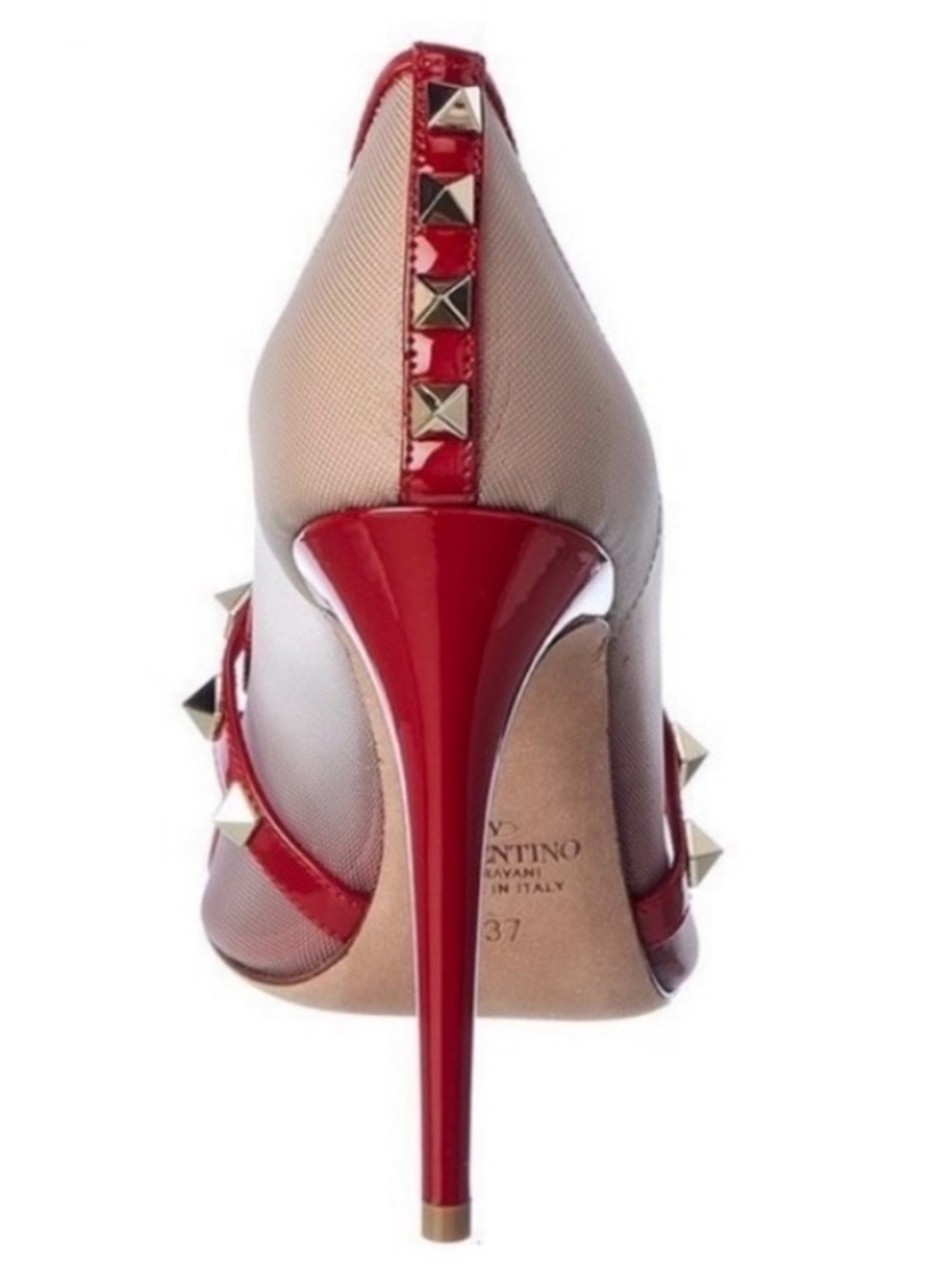 Valentino Garavani Rockstud Red Pointed-Toe Stiletto Pumps - Designer Style - Picture 3 of 9